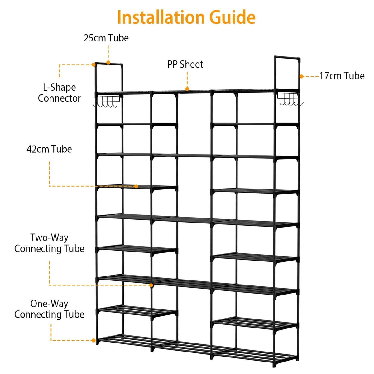 9-Tier: Shoe Rack Metal Storage - A-1 Thread Vault