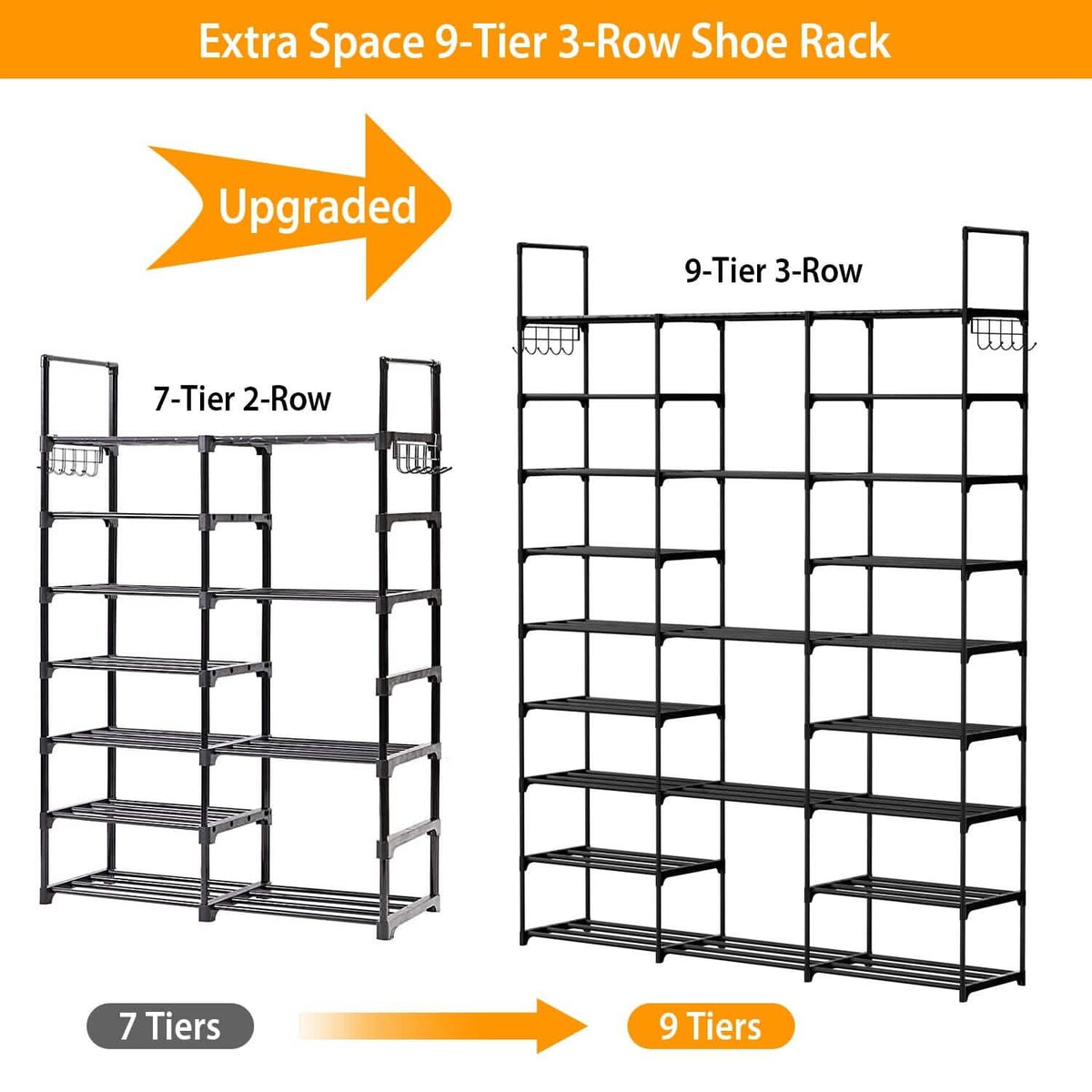 9-Tier: Shoe Rack Metal Storage - A-1 Thread Vault