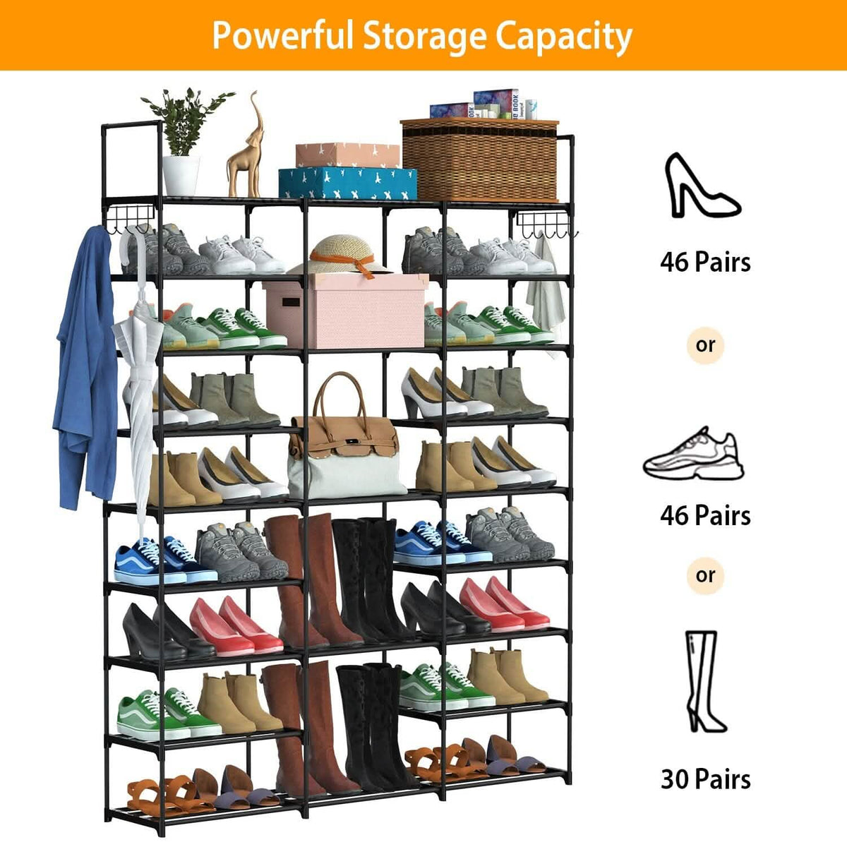9-Tier: Shoe Rack Metal Storage - A-1 Thread Vault