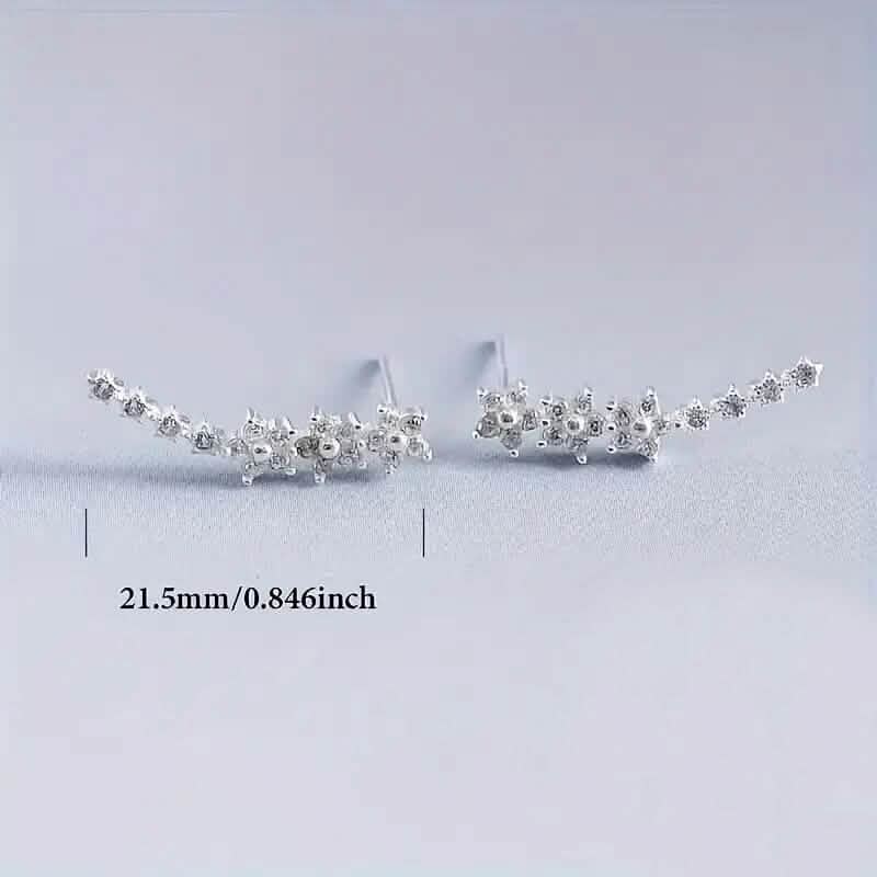 925 Silver Climber Earrings with Hypoallergenic Synthetic Cubic Zirconia - A-1 Thread Vault