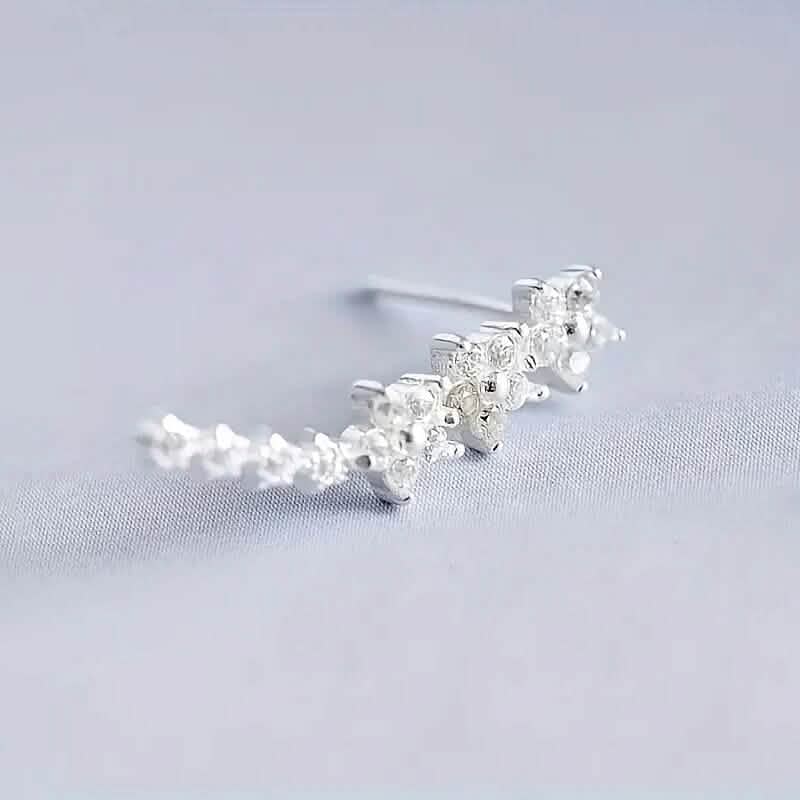 925 Silver Climber Earrings with Hypoallergenic Synthetic Cubic Zirconia - A-1 Thread Vault