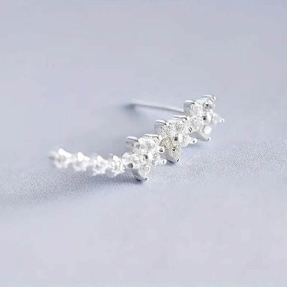 925 Silver Climber Earrings with Hypoallergenic Synthetic Cubic Zirconia - A-1 Thread Vault
