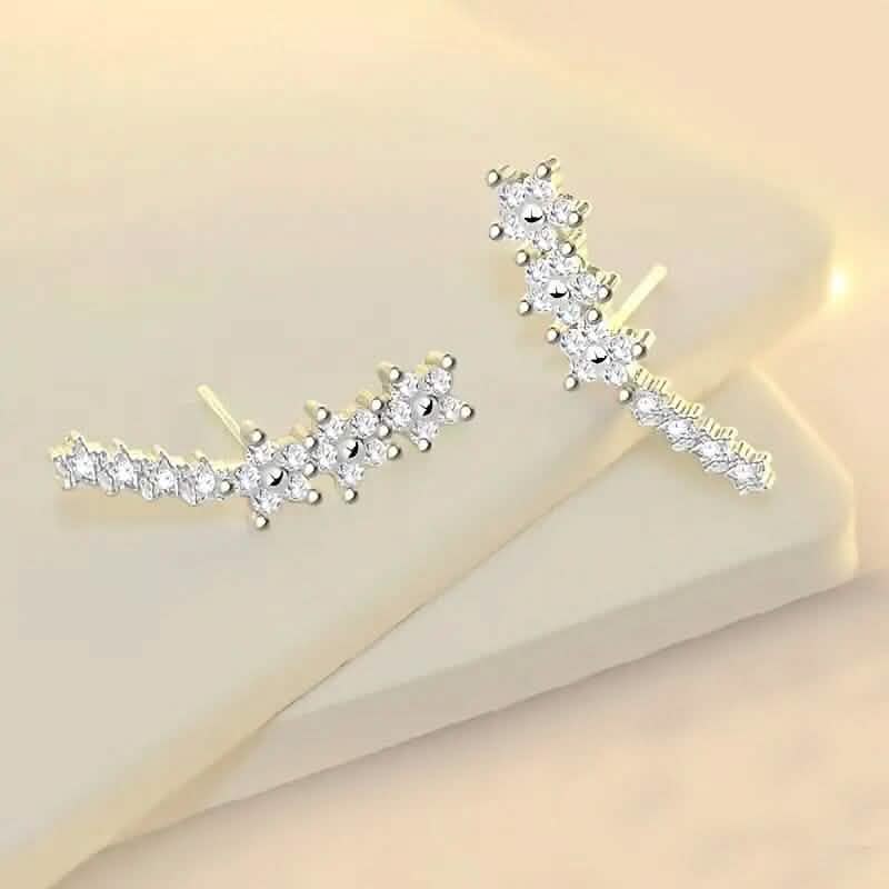 925 Silver Climber Earrings with Hypoallergenic Synthetic Cubic Zirconia - A-1 Thread Vault