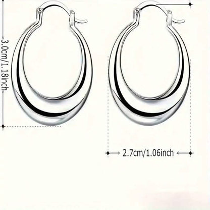 925 Silvery-Plated Hoop Earrings for Women - A-1 Thread Vault