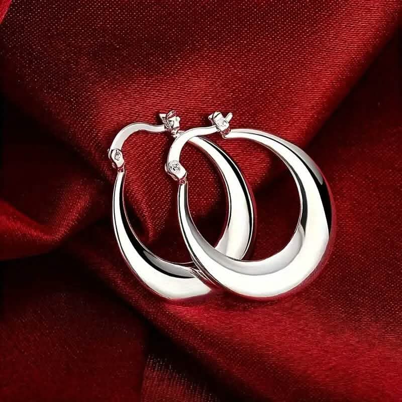 925 Silvery-Plated Hoop Earrings for Women - A-1 Thread Vault