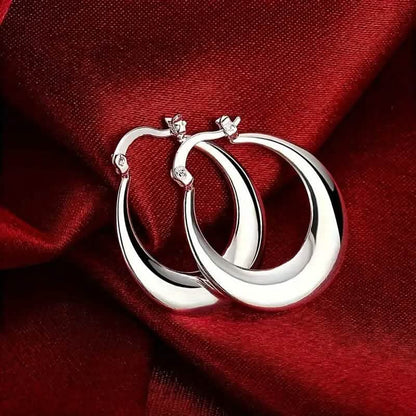 925 Silvery-Plated Hoop Earrings for Women - A-1 Thread Vault
