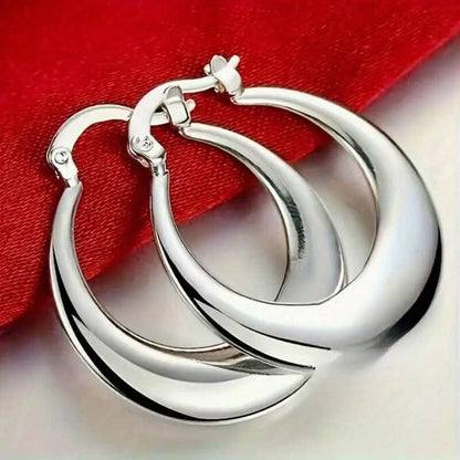 925 Silvery-Plated Hoop Earrings for Women - A-1 Thread Vault