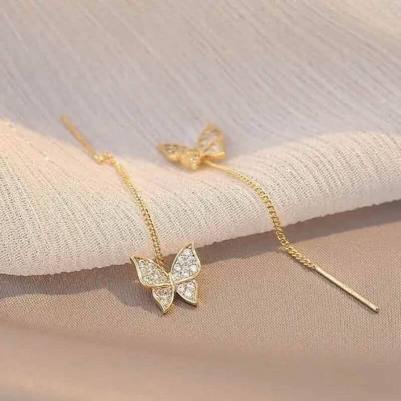 925 Silvery Post Yellow Alloy Butterfly Earrings - A-1 Thread Vault