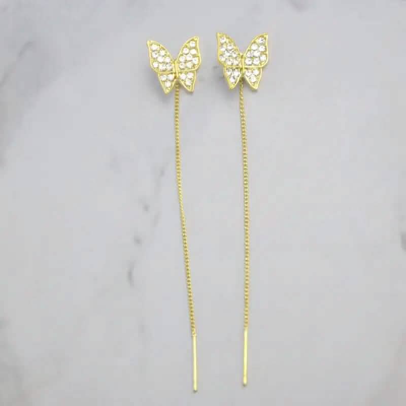 925 Silvery Post Yellow Alloy Butterfly Earrings - A-1 Thread Vault