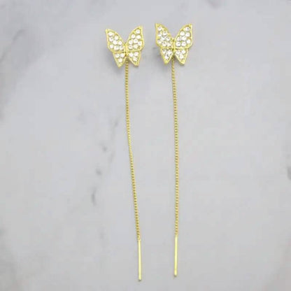 925 Silvery Post Yellow Alloy Butterfly Earrings - A-1 Thread Vault