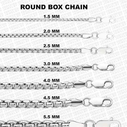 925 Solid Italian Silver Round Box Necklace - A-1 Thread Vault