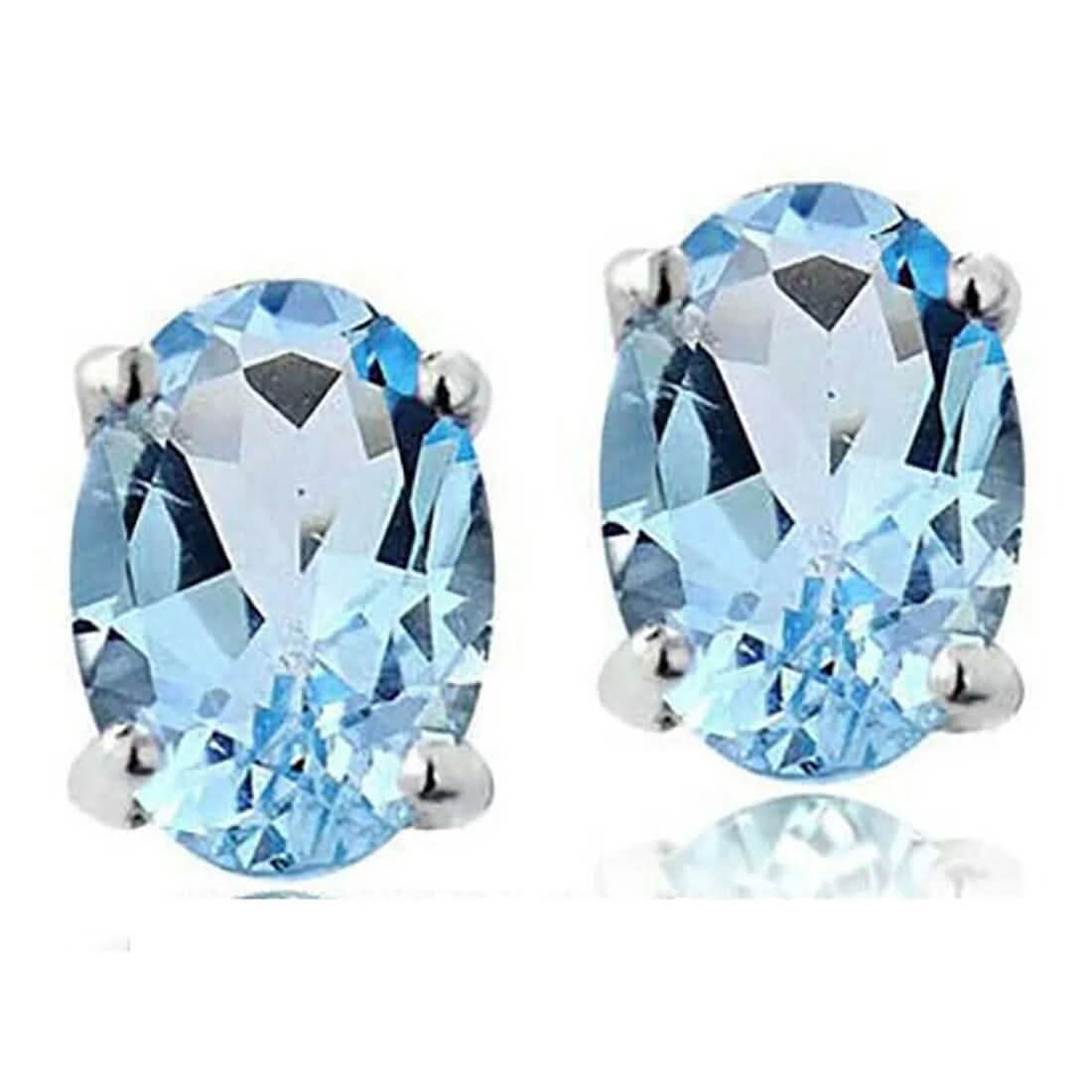 925 Sterling Silver London Blue Topaz Stud Earrings - A-1 Thread Vault