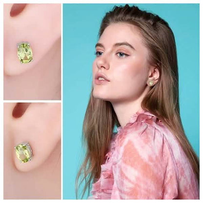 925 Sterling Silver Round/Oval Peridot Stud Earrings - A-1 Thread Vault