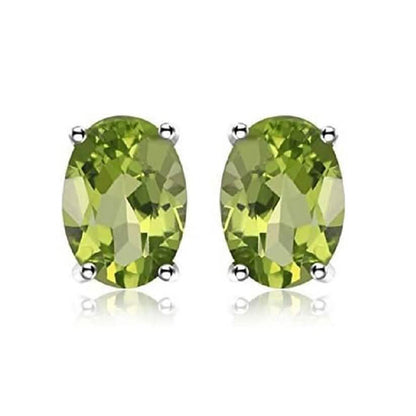 925 Sterling Silver Round/Oval Peridot Stud Earrings - A-1 Thread Vault