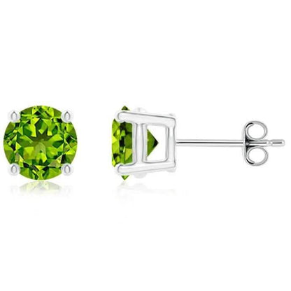925 Sterling Silver Round/Oval Peridot Stud Earrings - A-1 Thread Vault