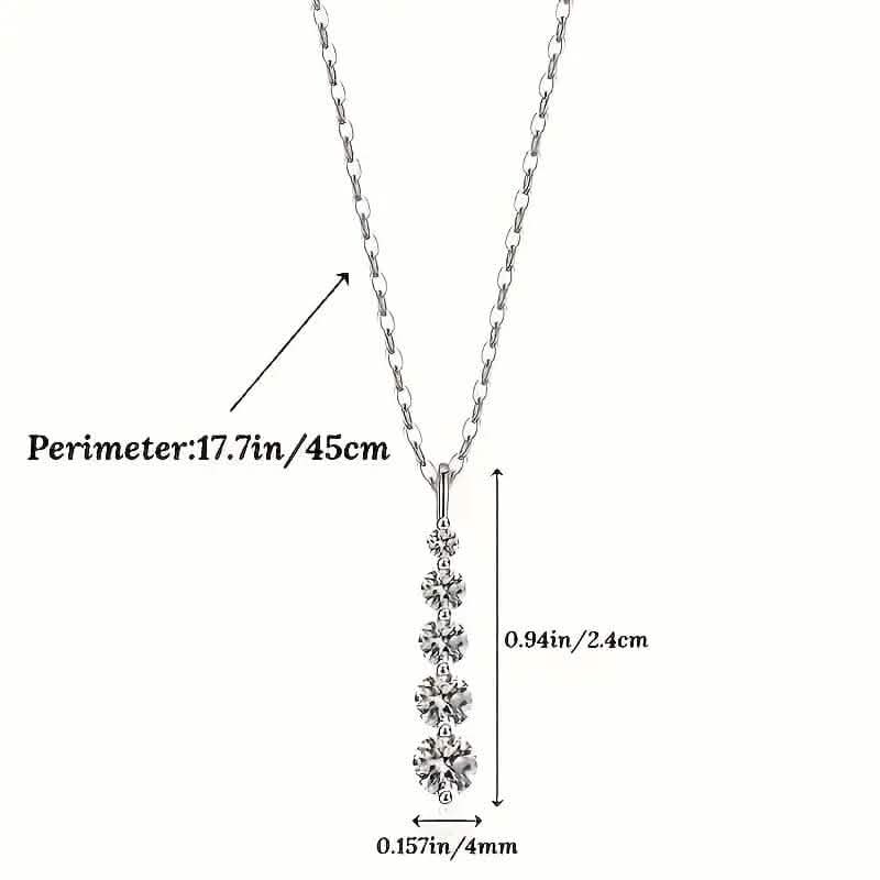 925 Sterling Silver Synthetic Cubic Zirconia Droplet Pendant Necklace - A-1 Thread Vault