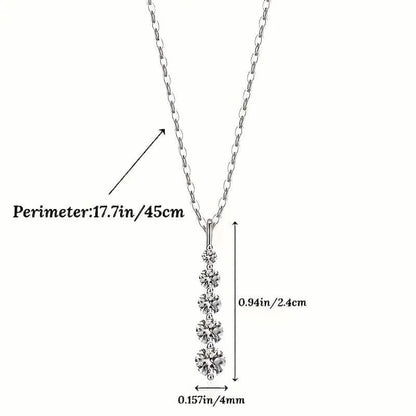 925 Sterling Silver Synthetic Cubic Zirconia Droplet Pendant Necklace - A-1 Thread Vault