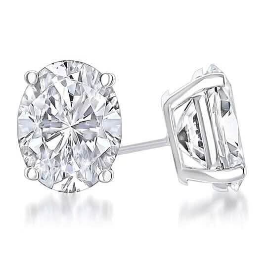 925 Sterling Silver White 4-Prong Basket Oval Stud Earrings - A-1 Thread Vault