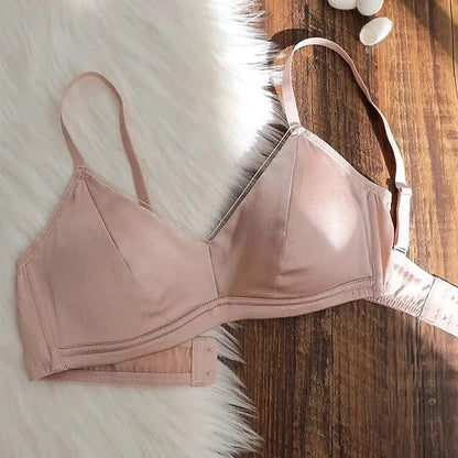 93% Mulberry Silk Women's Bralette Wireless Padded Bra Super Soft Lightly Lined Comfort Everyday Basic Deep V-Neck T-Shirt Bra - A-1 Thread Vault