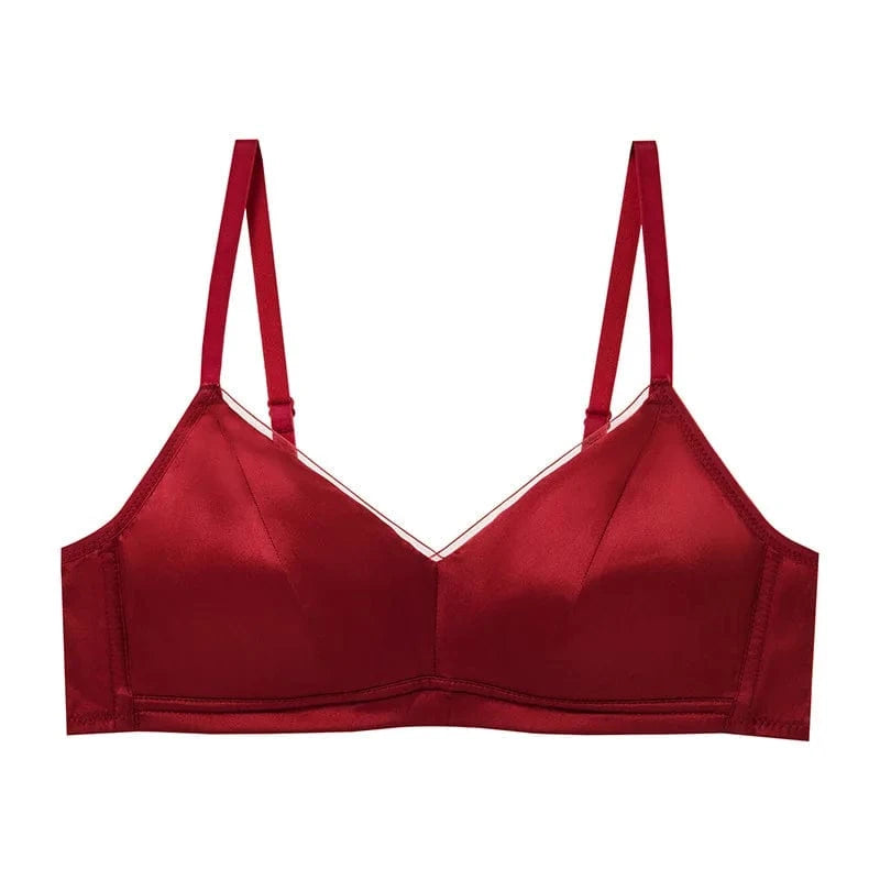 93% Mulberry Silk Women's Bralette Wireless Padded Bra Super Soft Lightly Lined Comfort Everyday Basic Deep V-Neck T-Shirt Bra - A-1 Thread Vault