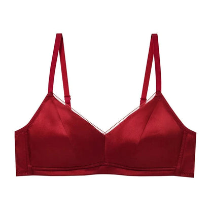 93% Mulberry Silk Women's Bralette Wireless Padded Bra Super Soft Lightly Lined Comfort Everyday Basic Deep V-Neck T-Shirt Bra - A-1 Thread Vault