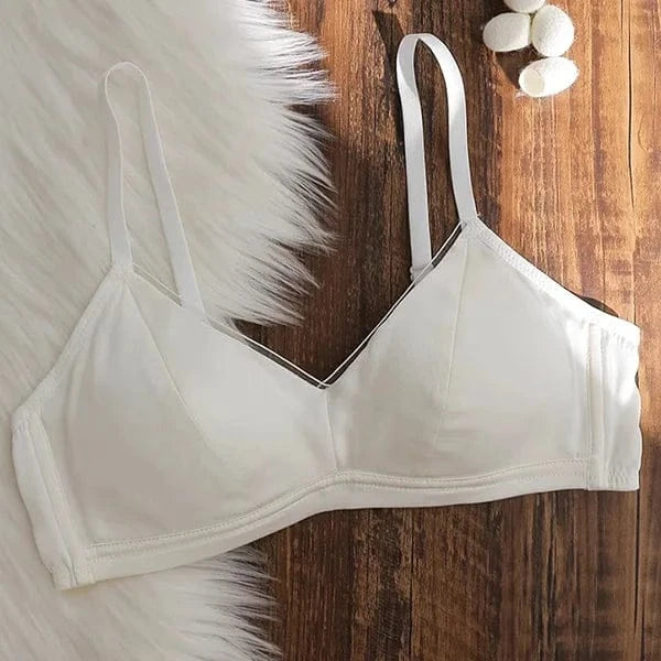 93% Mulberry Silk Women's Bralette Wireless Padded Bra Super Soft Lightly Lined Comfort Everyday Basic Deep V-Neck T-Shirt Bra - A-1 Thread Vault