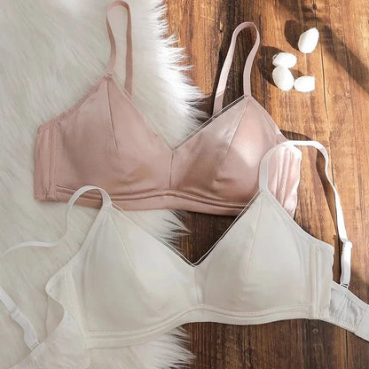 93% Mulberry Silk Women's Bralette Wireless Padded Bra Super Soft Lightly Lined Comfort Everyday Basic Deep V-Neck T-Shirt Bra - A-1 Thread Vault