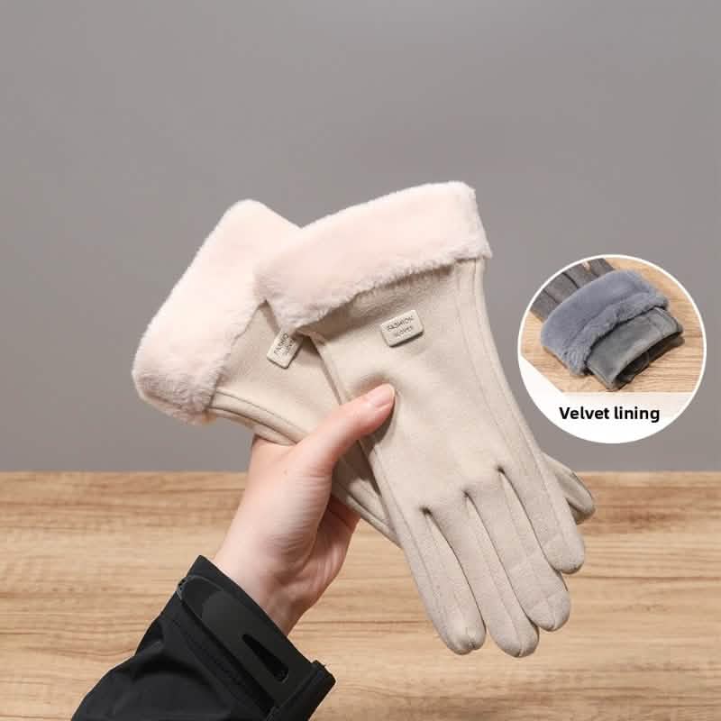 Cashmere Warm Suede Leather Plush Touch Screen Gloves - A-1 Thread Vault