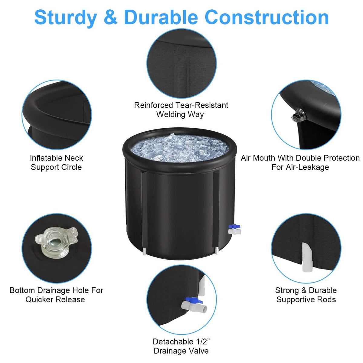 97 Gal Large Size Ice Bath Tub with Cover - A-1 Thread Vault