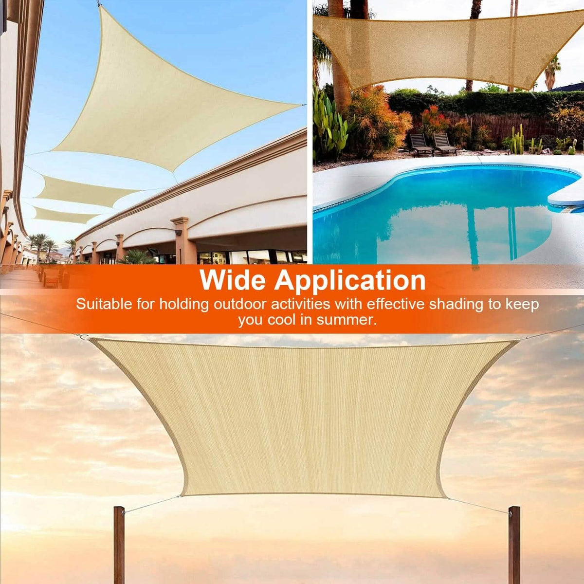 98% UV Block Awning Shelter Rectangle Shade Sails Top Canopy - A-1 Thread Vault