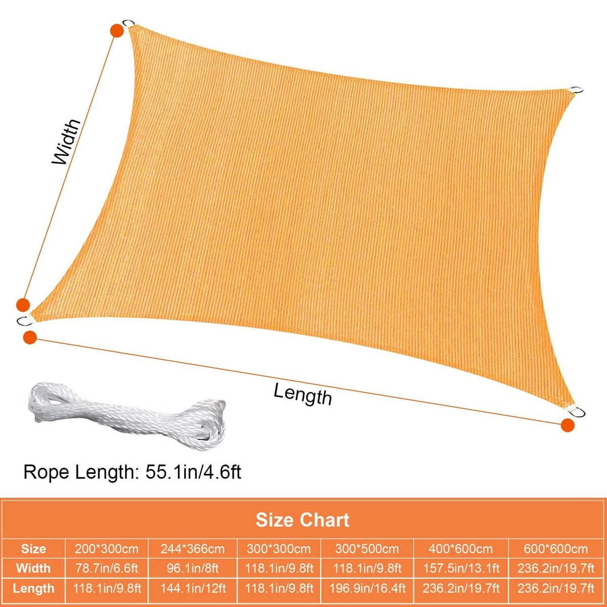 98% UV Block Awning Shelter Rectangle Shade Sails Top Canopy - A-1 Thread Vault