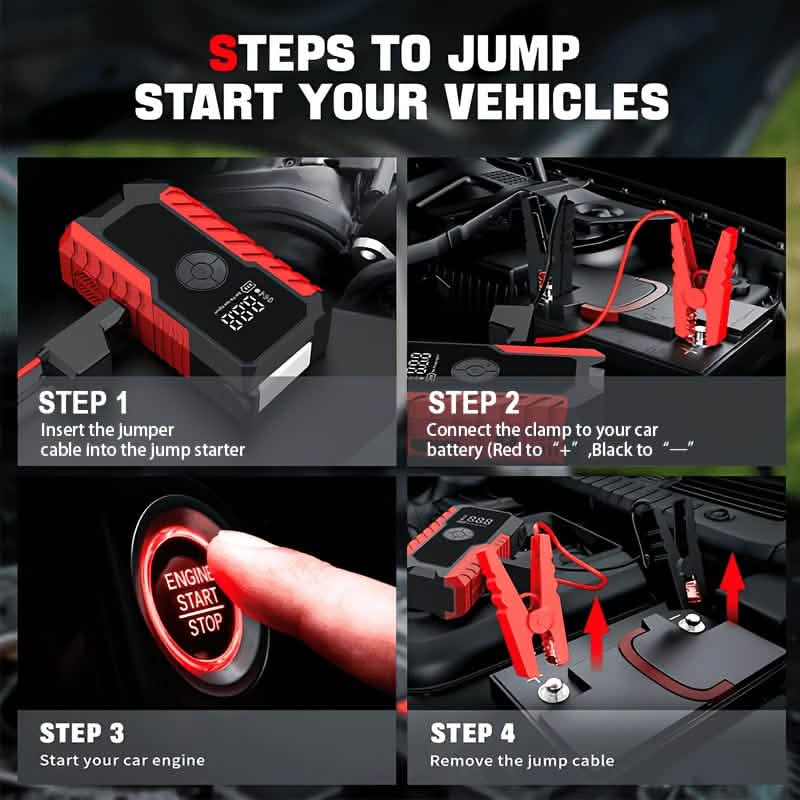 Portable 12V Car Jump Starter, Battery Charger, Air Pump (LED Display) - A-1 Thread Vault