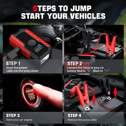 Portable 12V Car Jump Starter, Battery Charger, Air Pump (LED Display) - A-1 Thread Vault