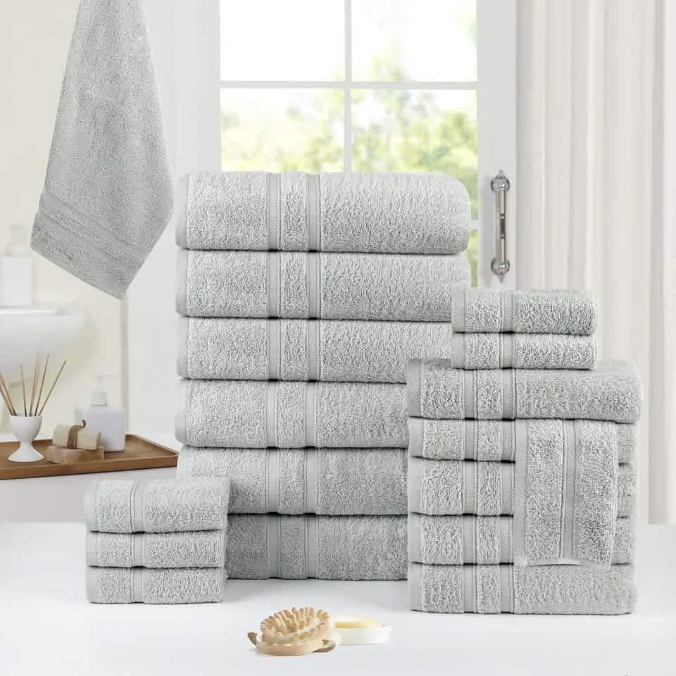 18-Piece: Bibb Home Zero Twist Egyptian Cotton Towel Set - A-1 Thread Vault