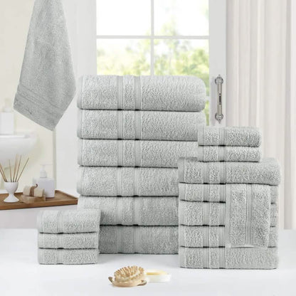 18-Piece: Bibb Home Zero Twist Egyptian Cotton Towel Set - A-1 Thread Vault