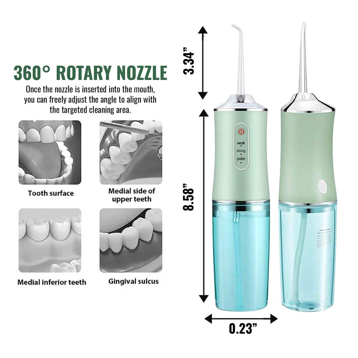 Professional Cordless Rechargeable 3 Modes Water Flosser Dental Oral Irrigator, Braces Cleaner - A-1 Thread Vault