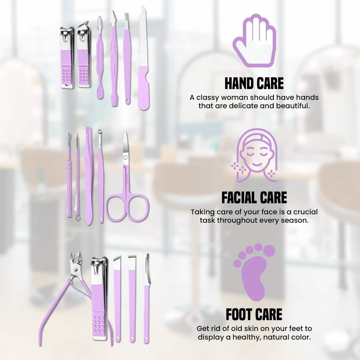16-Piece: Stainless Steel Professional Manicure Pedicure Facial Set Grooming Kit with Leather Case - A-1 Thread Vault