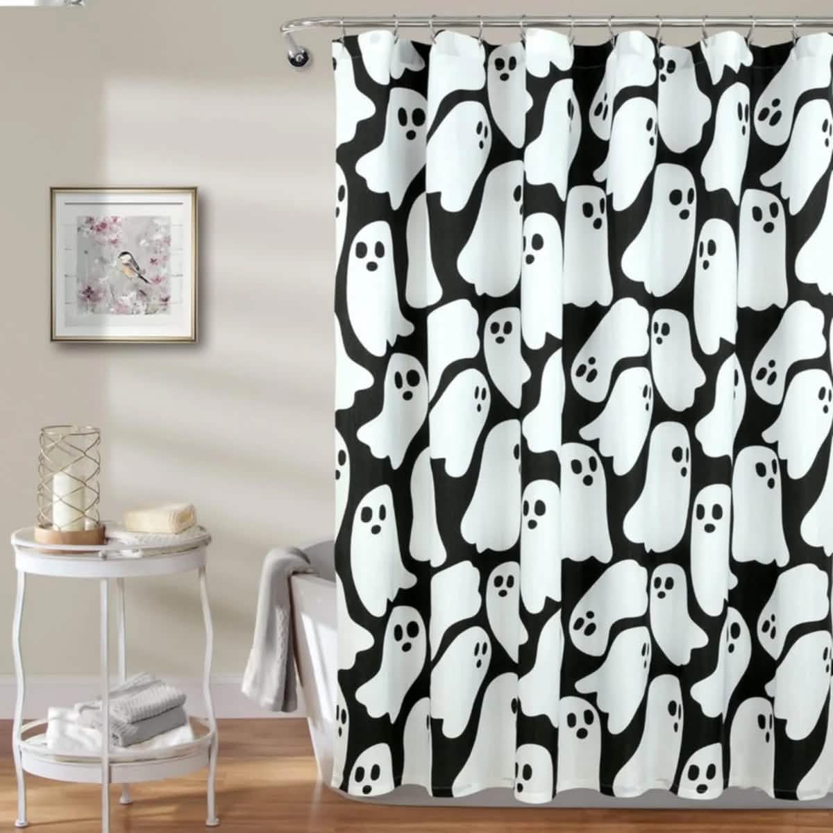Royale Linens Double Brushed Microfber 1800 Thread Printed Shower Curtain - A-1 Thread Vault