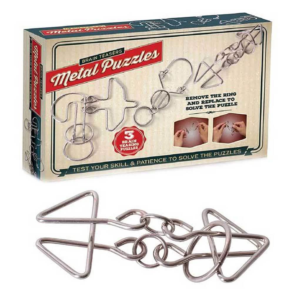 3-Pack: Brain Teasers Mind Games IQ Metal Puzzles - A-1 Thread Vault
