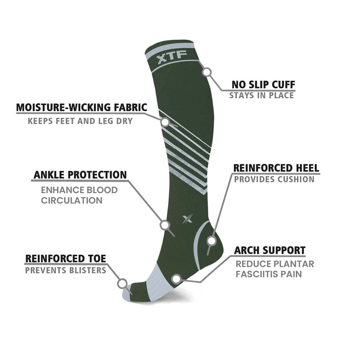 6-Pairs: Pain Relief Support Everyday Wear Striped Ankle And Knee-High Compression Socks - A-1 Thread Vault