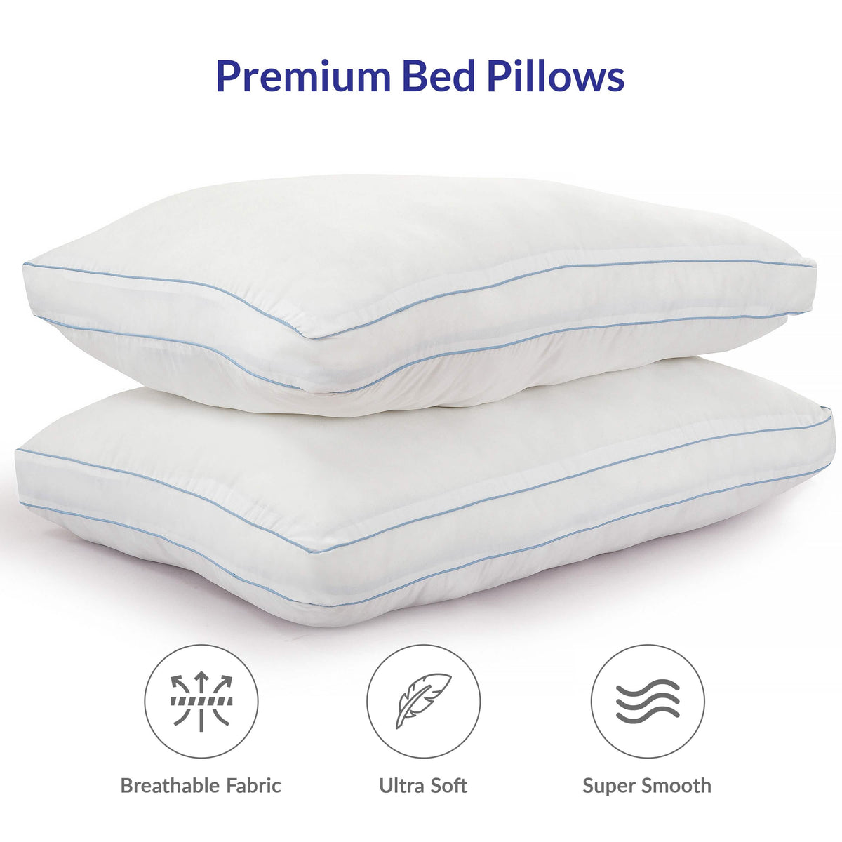 2-Pack: Royale Linens Gusseted Pillows Soft Hotel Quality - A-1 Thread Vault