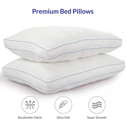 2-Pack: Royale Linens Gusseted Pillows Soft Hotel Quality - A-1 Thread Vault