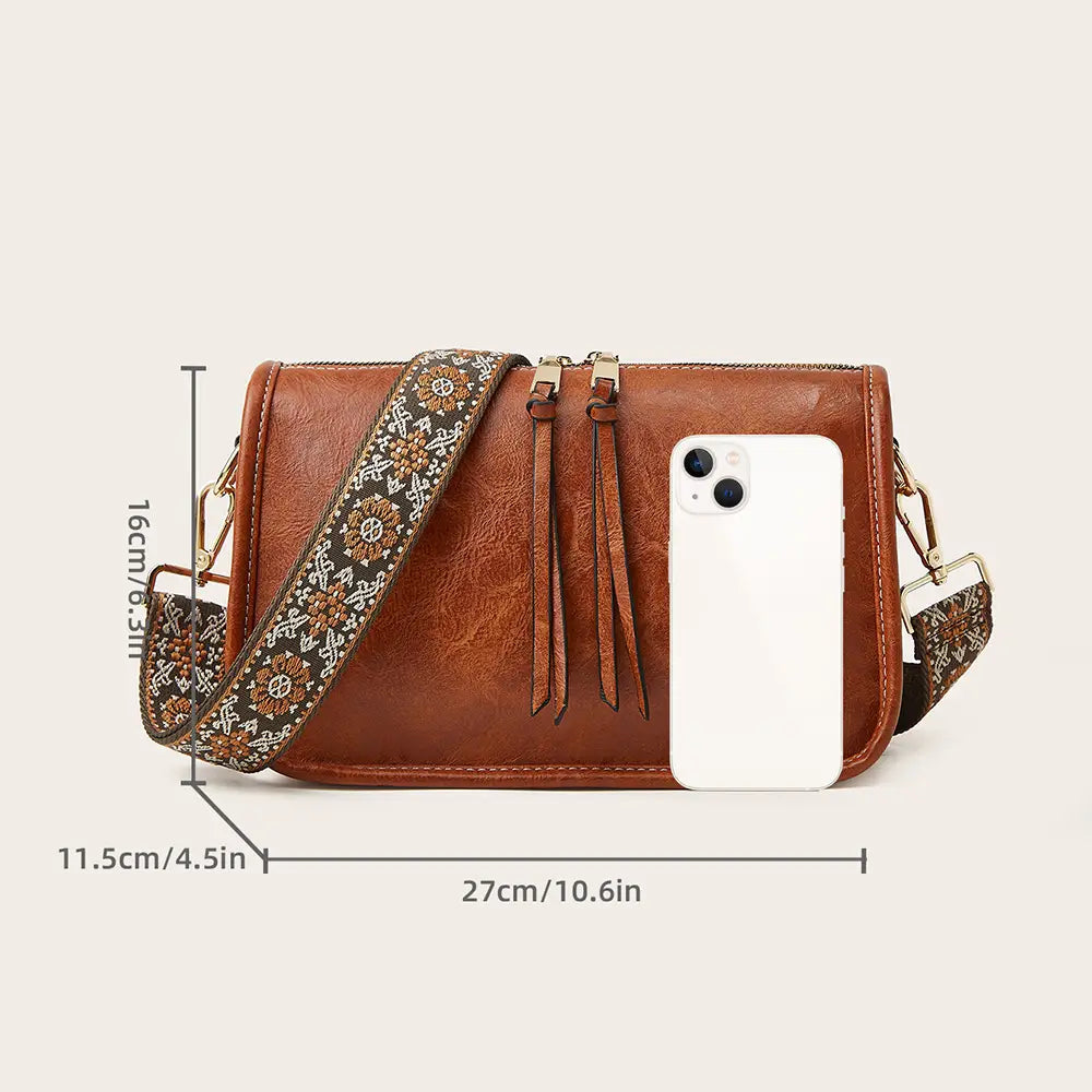 Bohemian Wide Shoulder Strap Crossbody Bag - A-1 Thread Vault