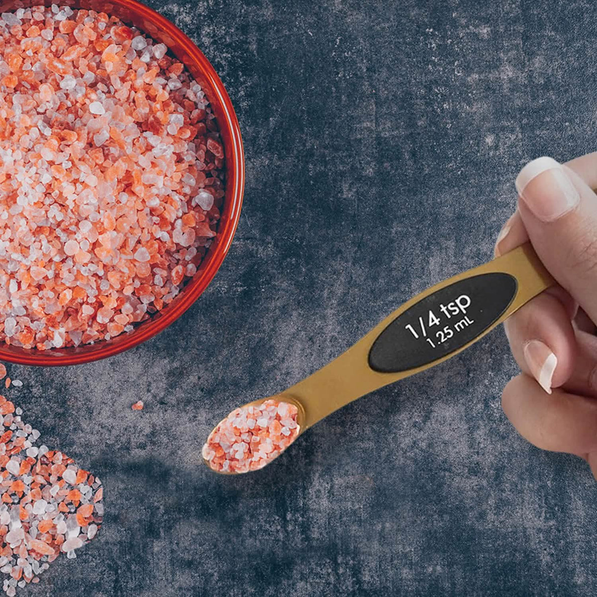 8-Piece: Double Sided Stackable Copper Magnetic Measuring Spoons Set with Leveler - A-1 Thread Vault
