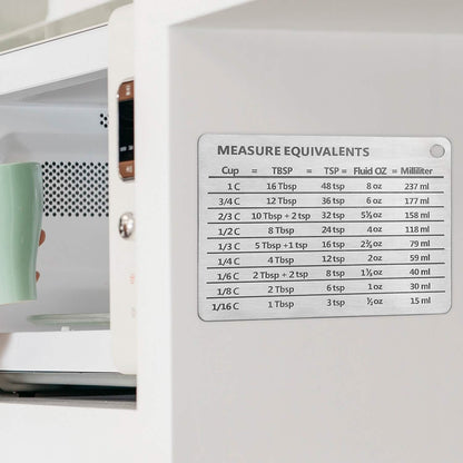 Stainless Steel Measurement Conversion Chart With Strong Magnet For Cups, Tablespoons, Teaspoons, Fluid Oz And Milliliters Conversions - A-1 Thread Vault
