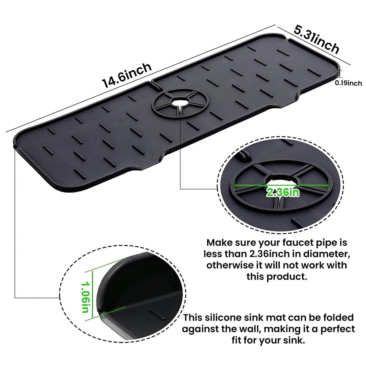 Silicone Kitchen Sink Faucet Splash Guard and Drip Catcher Tray - A-1 Thread Vault