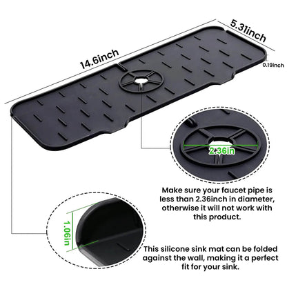 Silicone Kitchen Sink Faucet Splash Guard and Drip Catcher Tray - A-1 Thread Vault