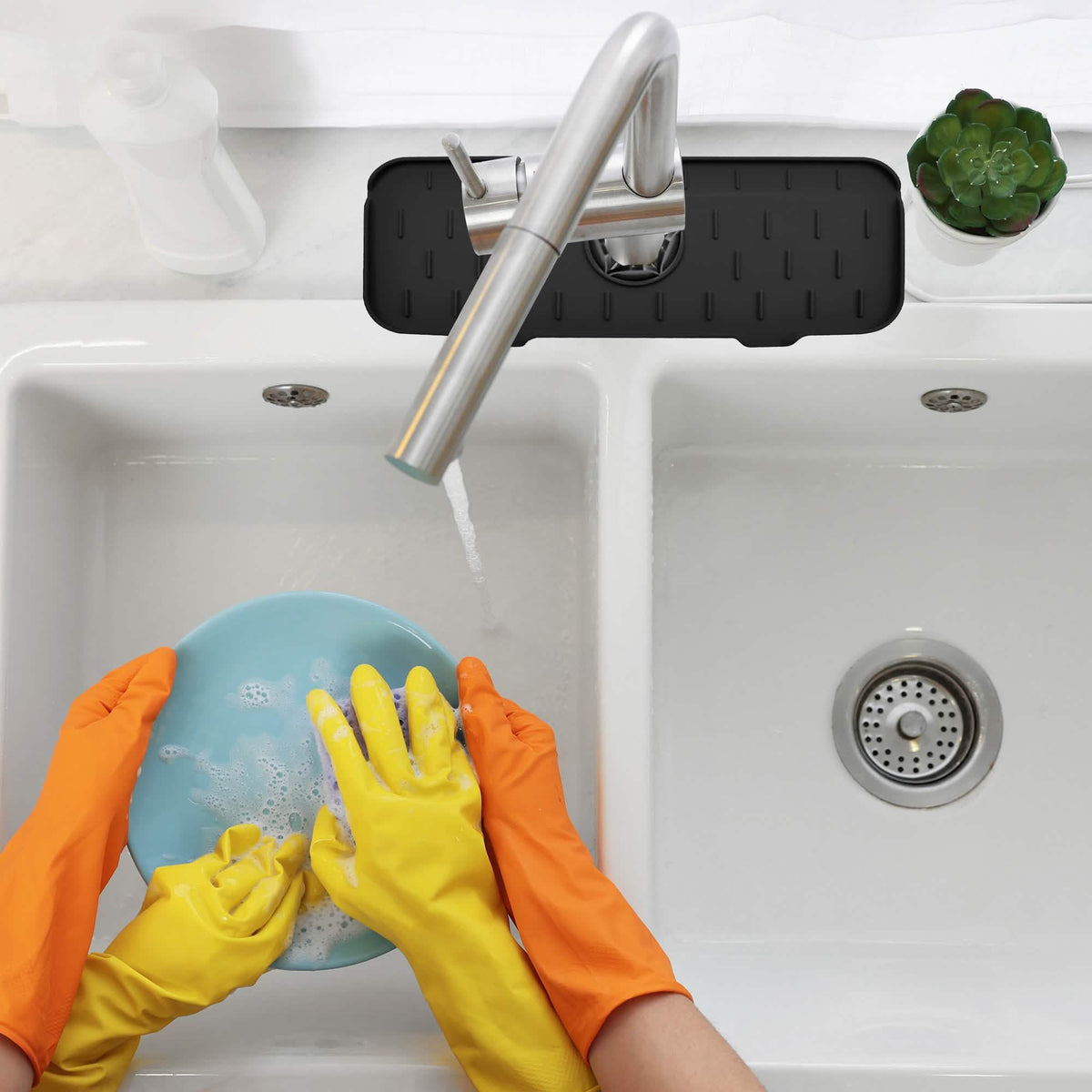 Silicone Kitchen Sink Faucet Splash Guard and Drip Catcher Tray - A-1 Thread Vault