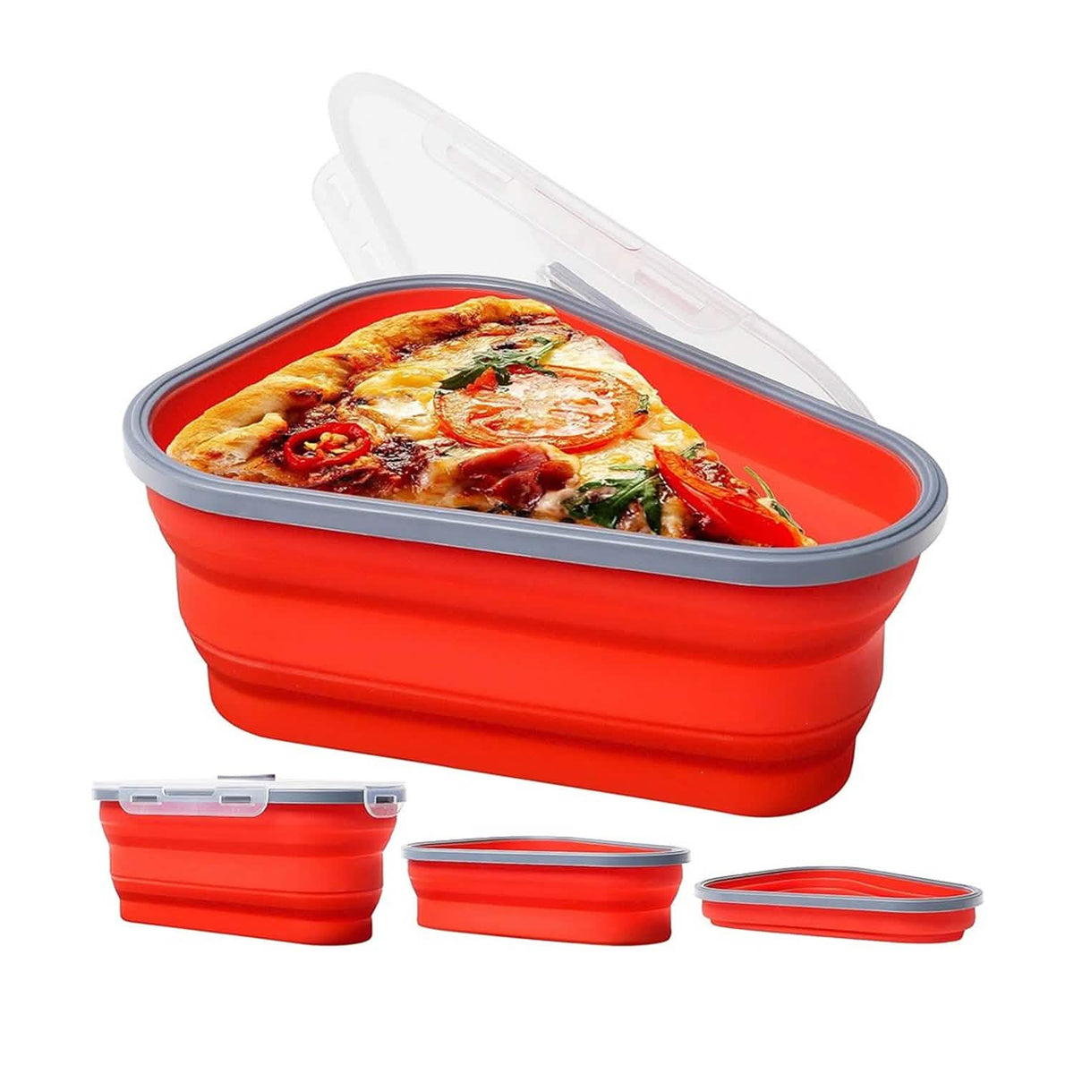Collapsible Adjustable Reusable Pizza Storage Container with 5 Microwavable Serving Trays - A-1 Thread Vault