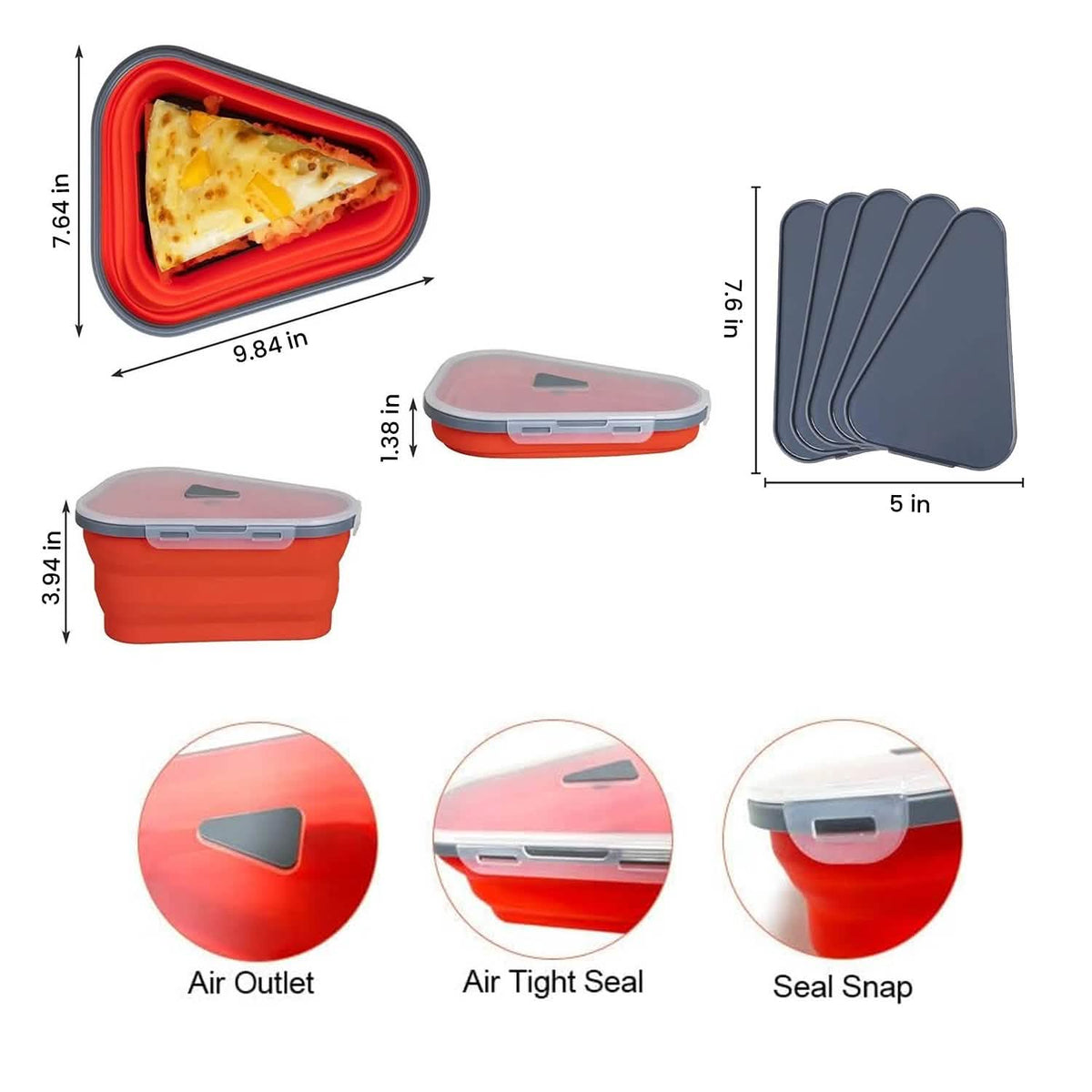 Collapsible Adjustable Reusable Pizza Storage Container with 5 Microwavable Serving Trays - A-1 Thread Vault